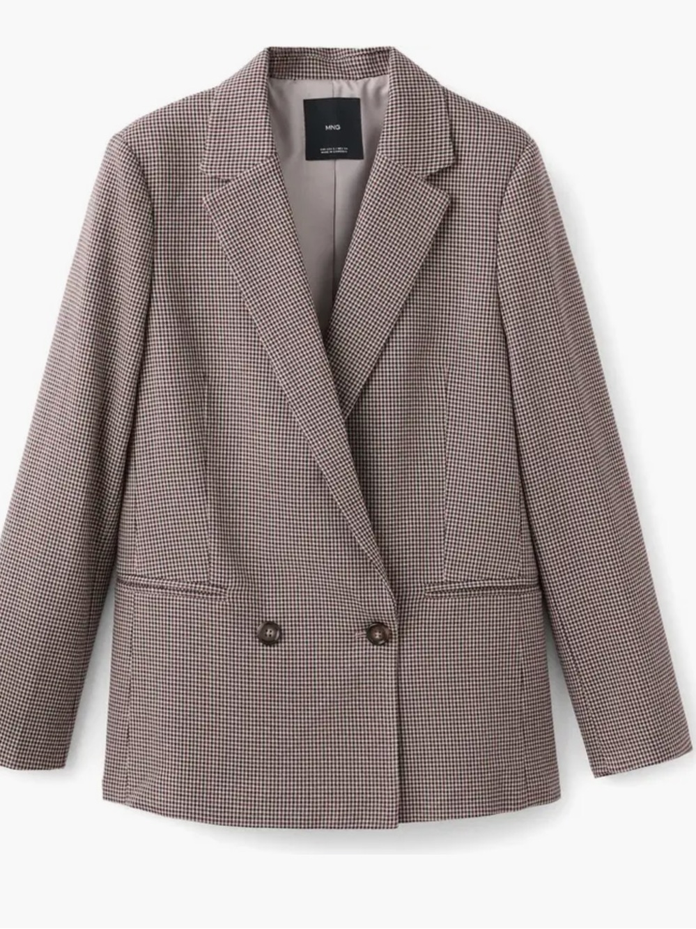 Mango Brown Houndstooth Tailored Blazer - Picture 4 of 14